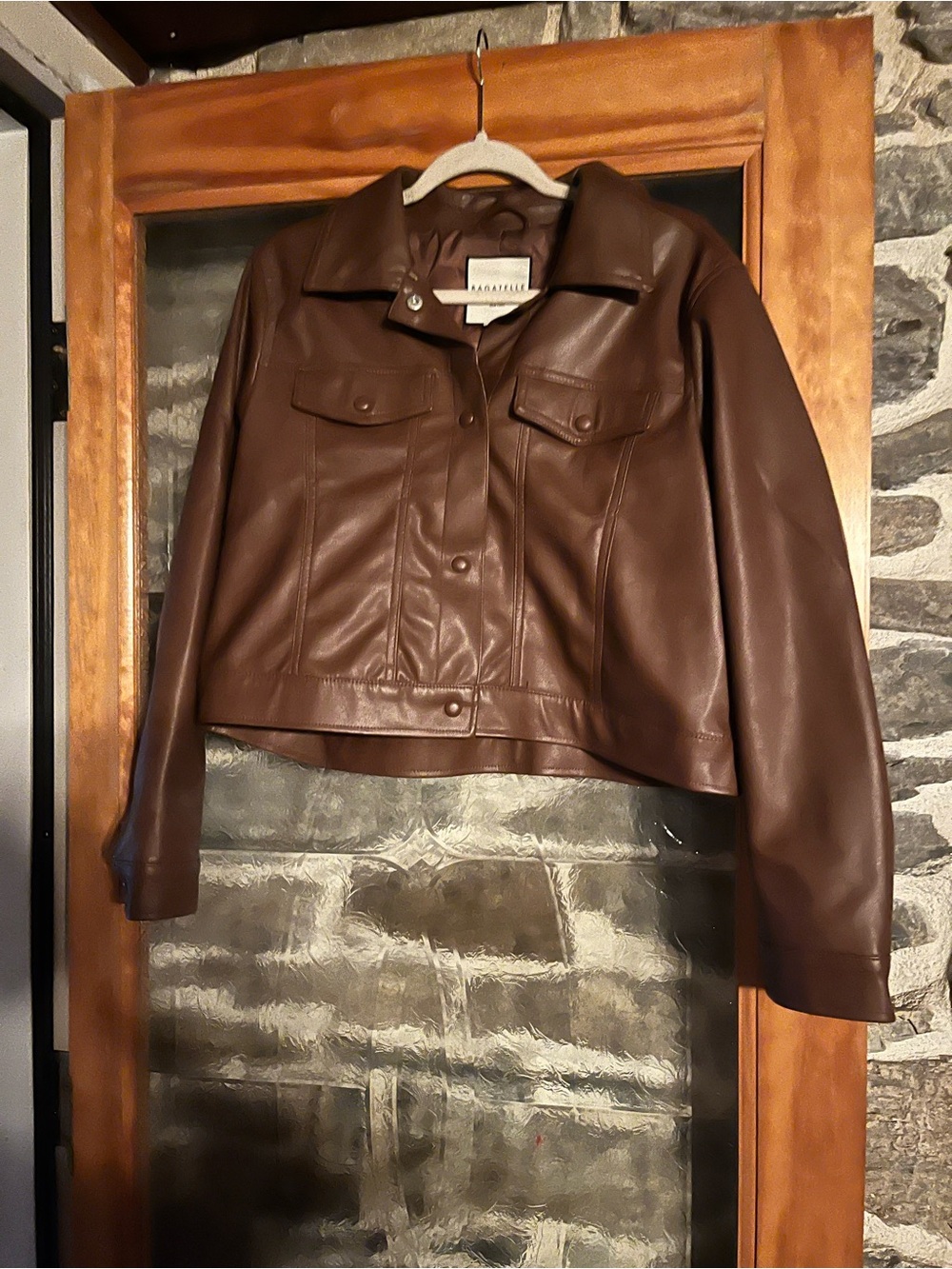 Madewell Brown Faux Leather Jean Jacket